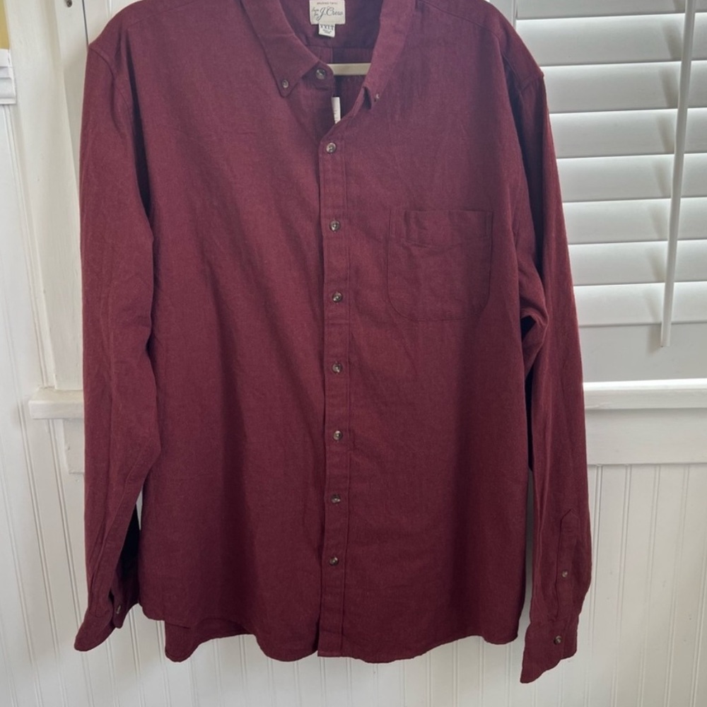 J Crew Brushed Twill Burgundy Work Shirt Button Down